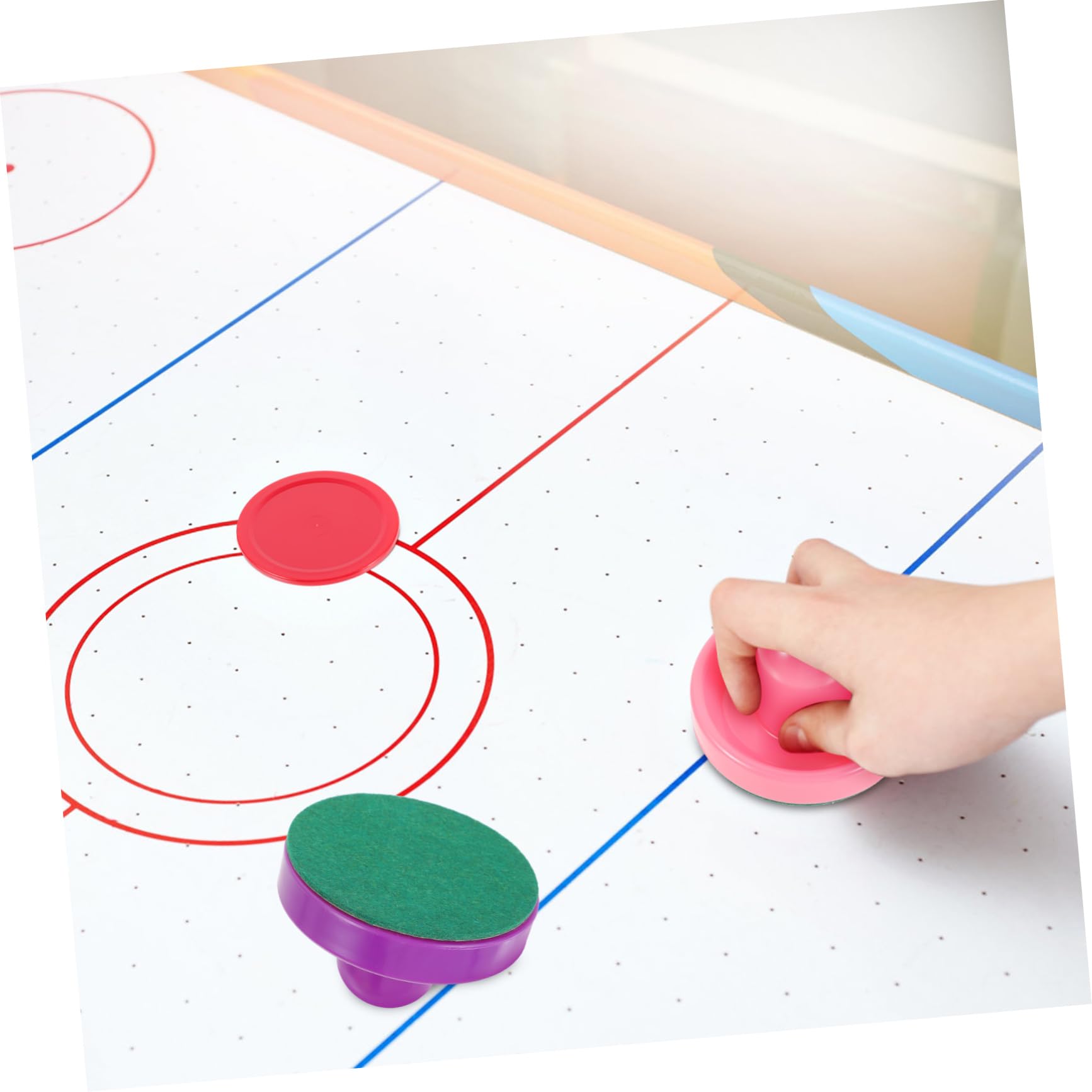 Hemobllo 3 Ensembles Set de Accessoires de Hockey Table Poussoir et Palets Couleurs Palets Jeu pour Famille