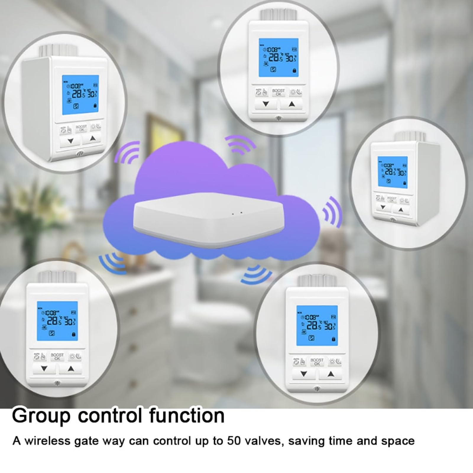 Valvola termostatica intelligente per radiatore, valvola termostatica programmabile, controllo vocale e funzione di controllo APP, controller digitale intelligente per il riscaldamento centra