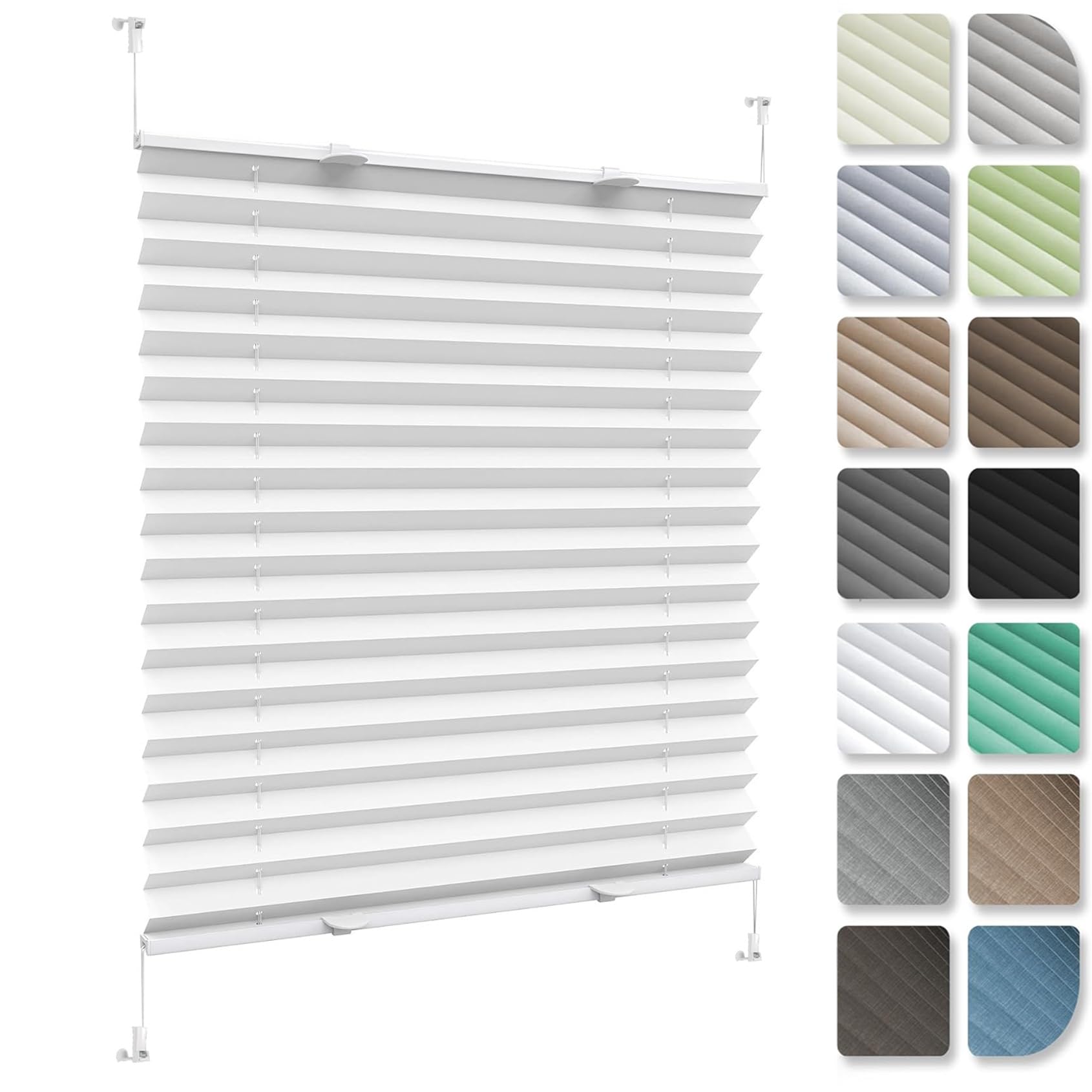 Blackout Blinds Cordless Pleated Blind 78 x 200 cm (W x H), No Tool No Drill Shades Top-Down Bottom-Up, Temporary Pleat Paper Blinds, Pleated Window Shades, for Window Door, White