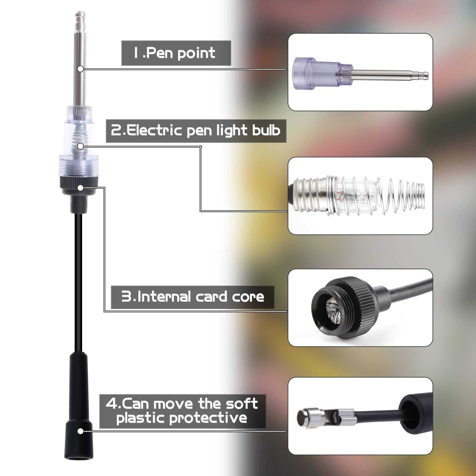 4PCS Probador de Bujías en Línea, Probador de Encendido del Motor, Probador de Chispa de Encendido Boot Recto Armadura Detector de Diagnóstico para Automóviles Motor Externo Interno