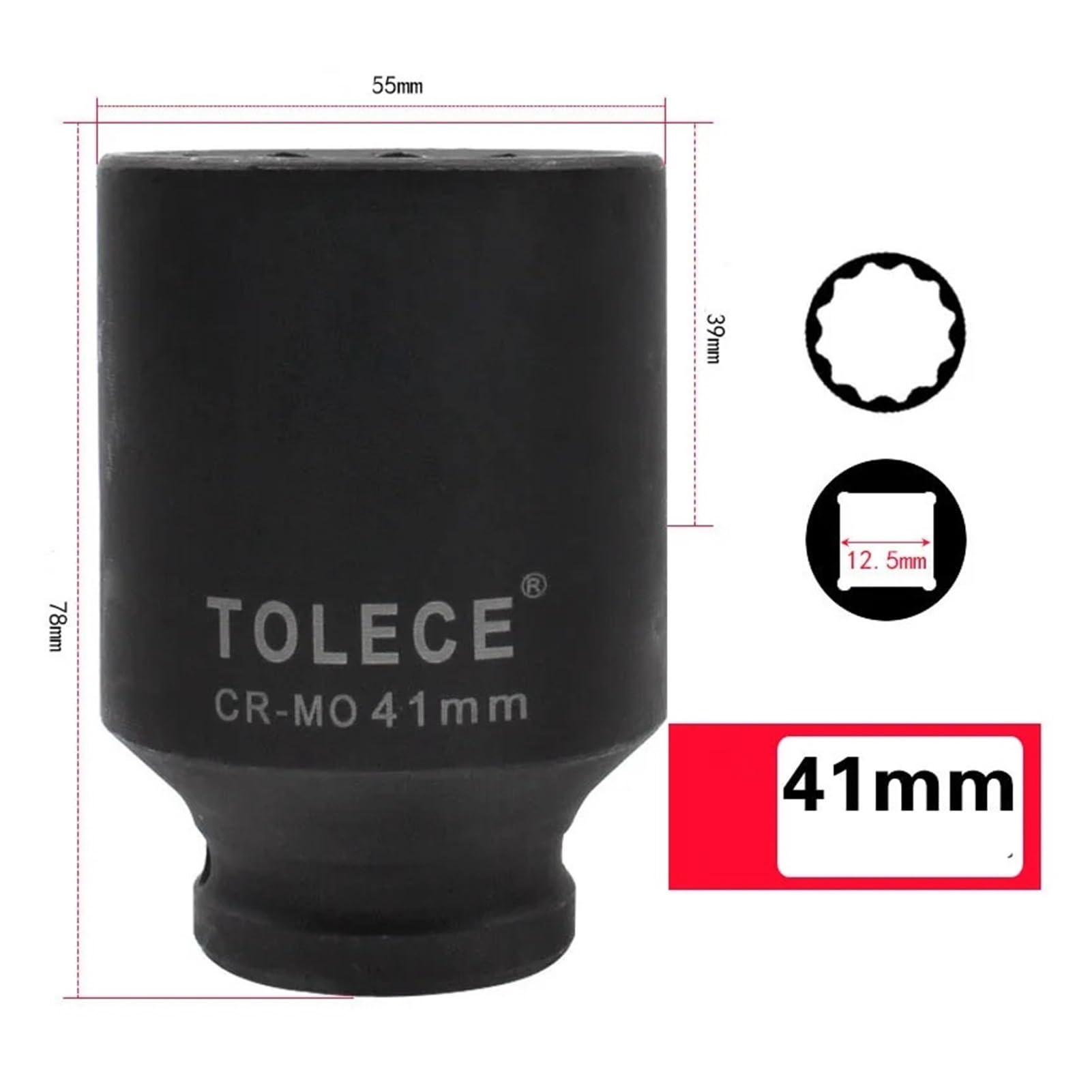 Llave de tubo Torx 1/2 pulgada, cabeza métrica neumática aire 8-41 mm, herramientas reparación estándar duraderas for automóviles y camiones(1pcs-38mm)