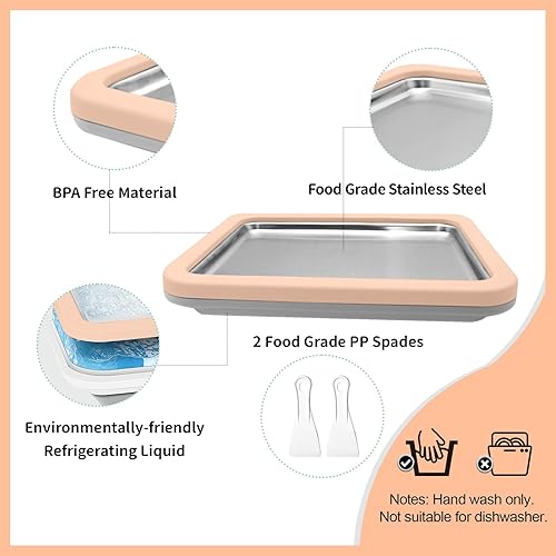 Miniatura 4 de Máquina de helados instantáneos, máquina de helados enrollados, sarténrollo de gelato instantáneo, bricolaje casero, con 2 espátulas, placa de yogur