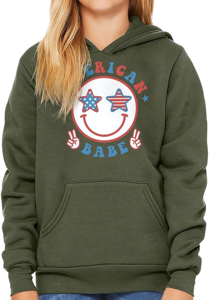 Smiley Face American Babe Kids' Hoodie - Independence Day Clothing - Girl Clothing