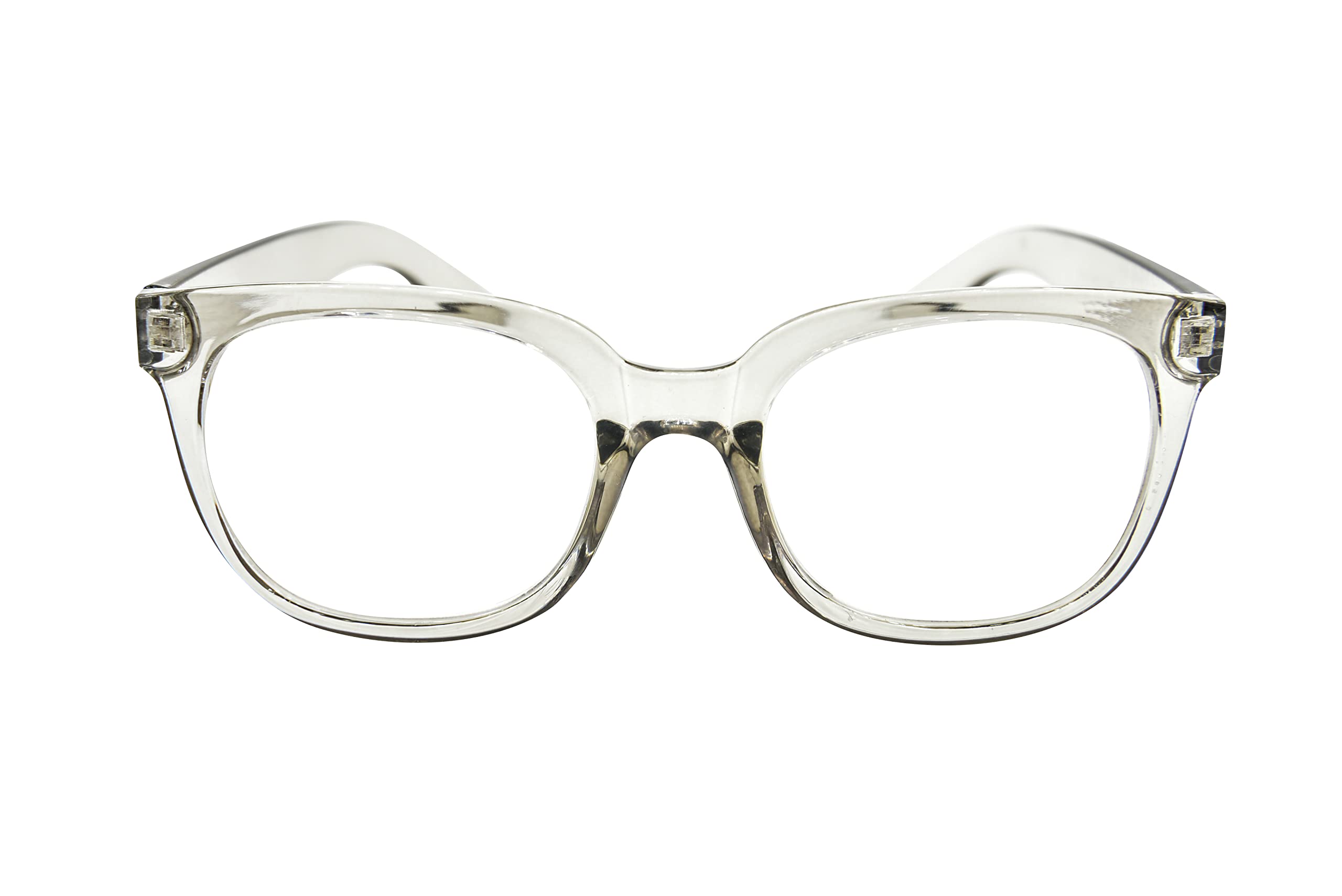 Fads & Fashions Unisex Transparent Grey Stylish Retro Geek/Nerd Oversized Reading Glasses With Metal Hinges - Model Tn14 (, 4.0)