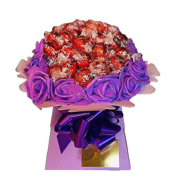 Lind Chocolate Hamper Bouquet Flowers Rose Red White Dark Orange Pink Him Her Birthday Gift Personalised (Large)