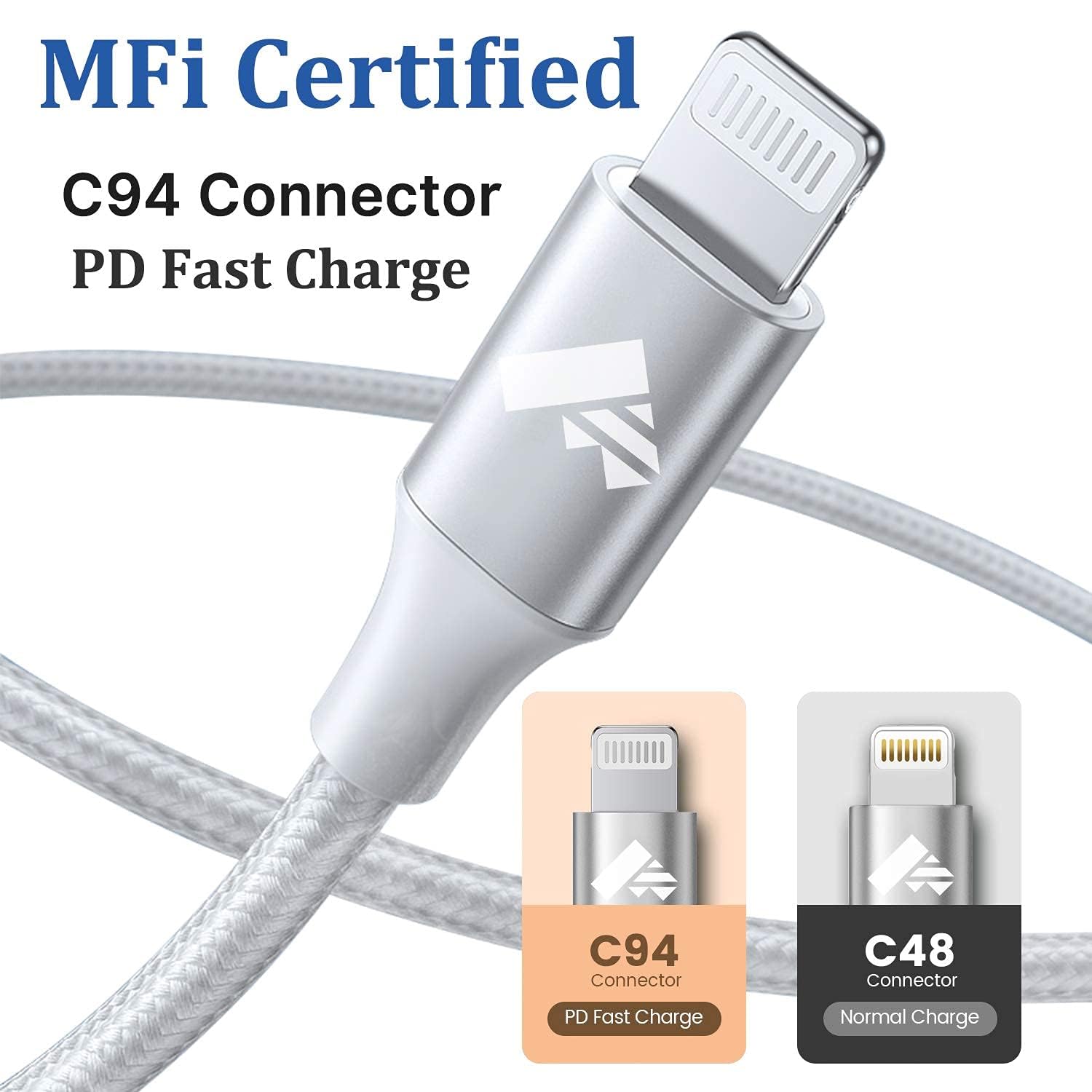 Cavo USB C a lightning corto Power Delivery cavo iPhone USB-C certificato MFi cavo di ricarica per iPhone 14, 13, 12, 11 Pro Max, XR, XS, X, 8 Plus, SE,