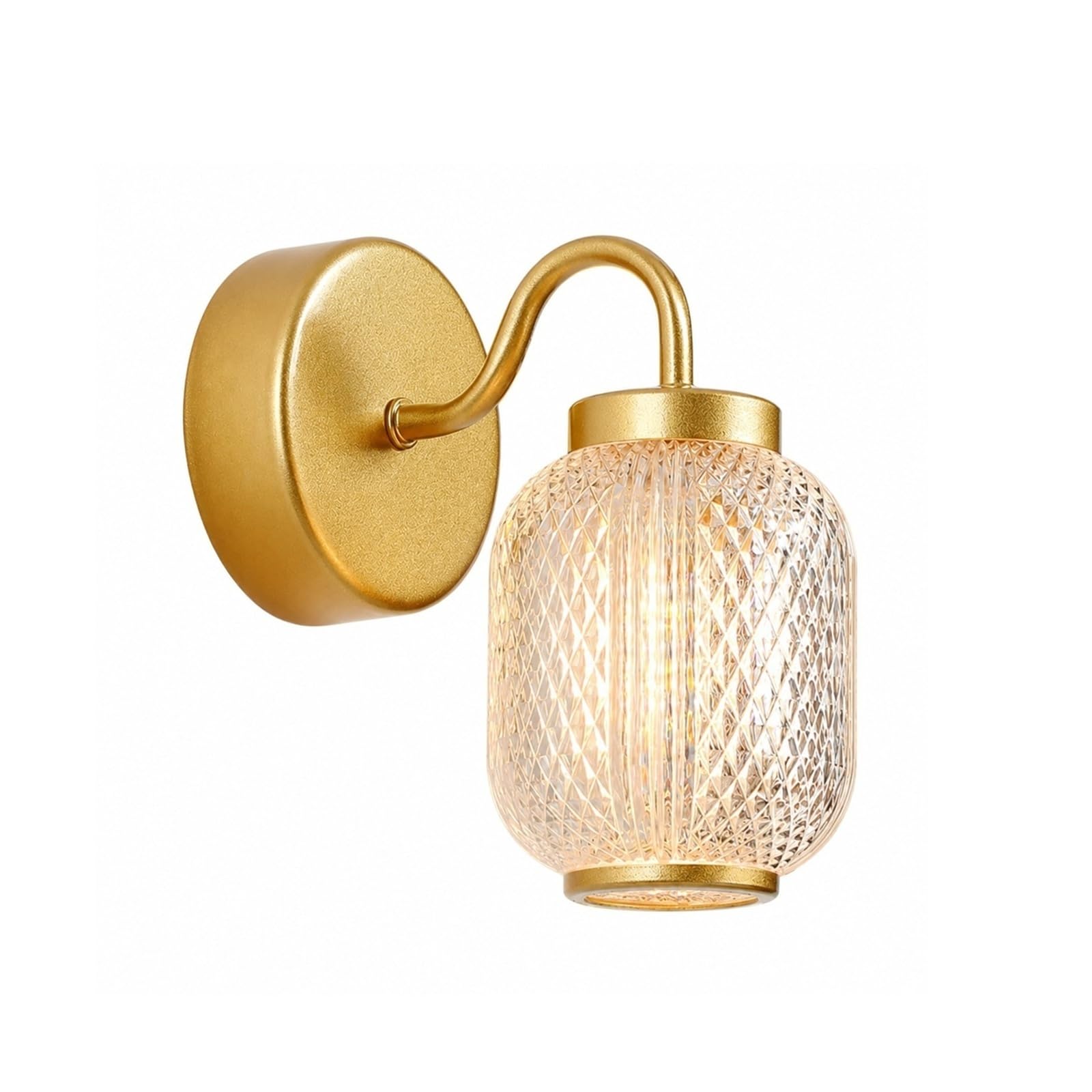 OZBMA Gold Outdoor Wall Sconce, Modern Gooseneck Porch Lamp, IP65 Metal Exterior Lantern with Crystal Pattern Acrylic Shade for Patio Garden Balcony Courtyard Entryway Garage Cottage