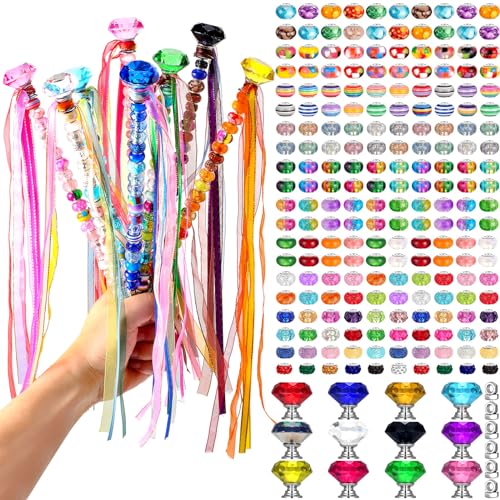 Tigeen Garden Stake DIY Fairy Wand with 236 Pcs Beads & 12 Top