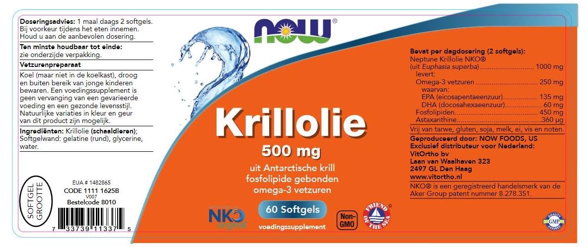 Now - Now Nahrungsergänzungsmittel mit Krillöl 500mg Kapsel - 60 Kapseln