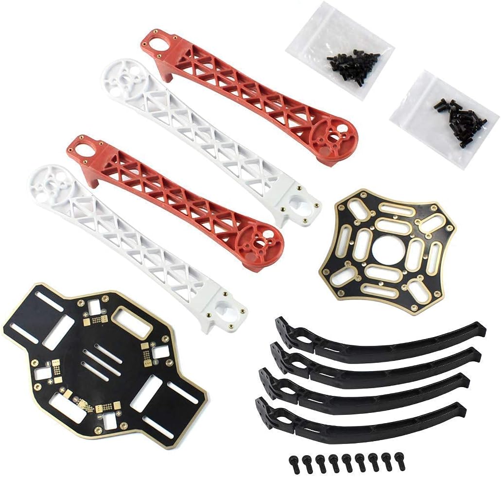 QWinOut F450-V2 Drone Frame Kit 450mm 4-axle Airframe with Landing Skid Gear + 4 Pcs A2212 1400KV Brushless Motor + 4 Pcs 2-4S 30A Brushless ESC + 4 Pairs 1045 Plastic Propellers