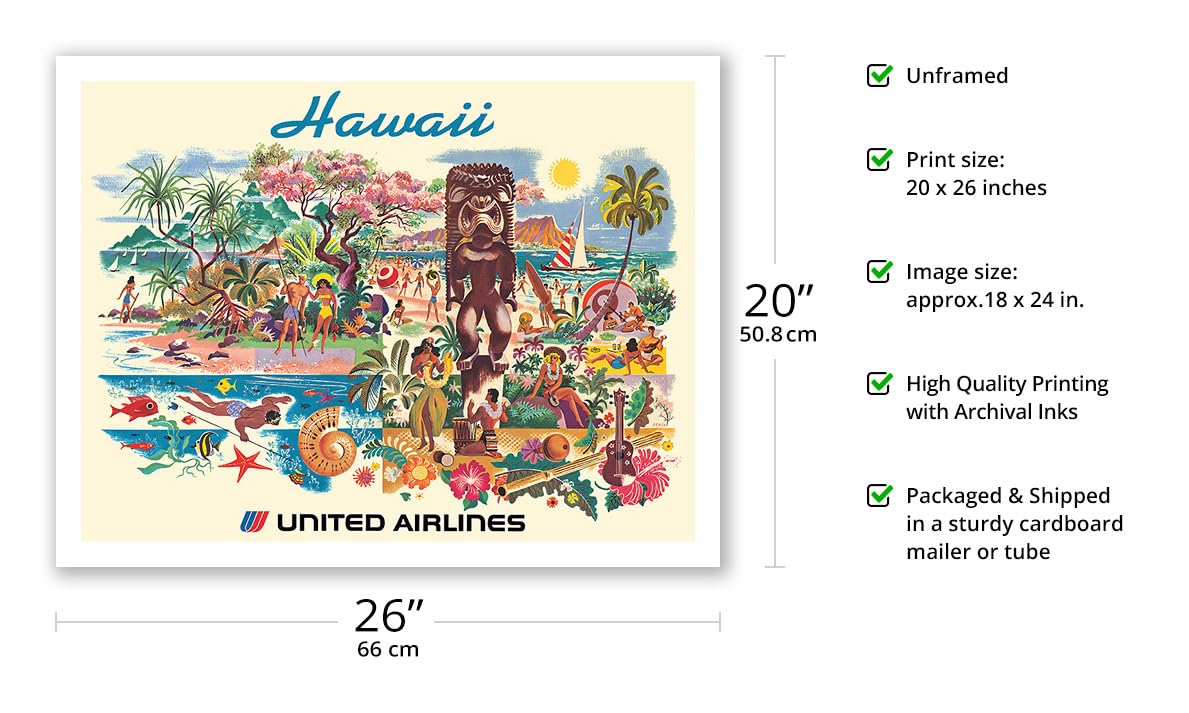 Amazon.co.jp: ハワイ - ユナイテッド航空 - ビンテージ航空旅行
