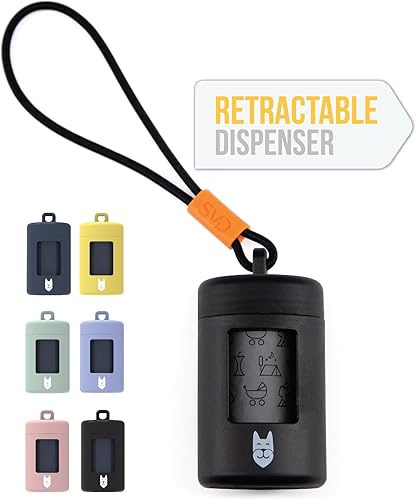 SVD.PET Dispensador de bolsas de excremento de perro, dispensador de bolsas de basura retráctil, soporte ligero para bolsas de excrementos, correa