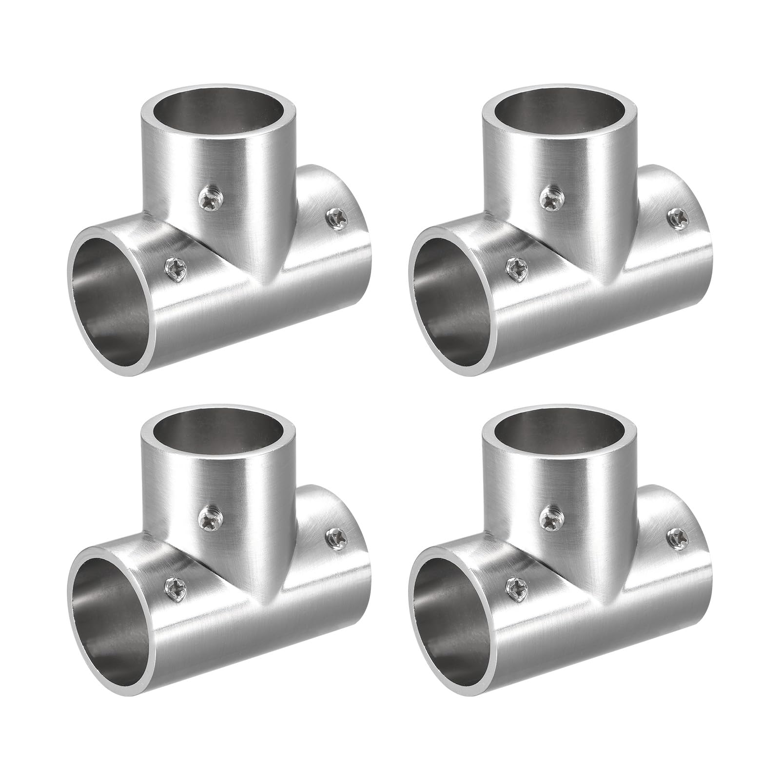 sourcing map 4Pcs Tee Rail Fitting, 3-Way Zinc Alloy Pipe Connector Brushed for 25mm/1" OD Handrail Railing