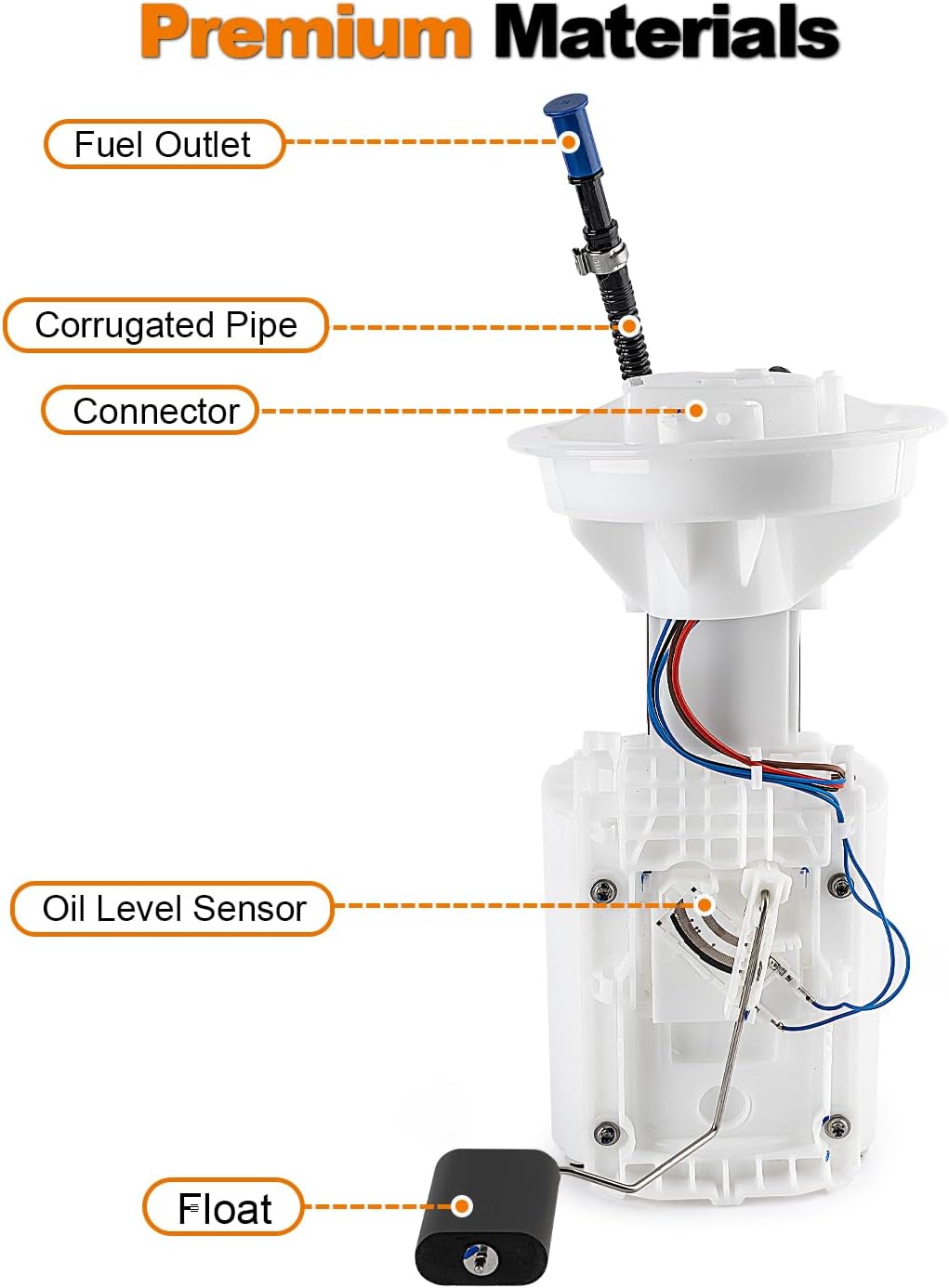 Electric Fuel Pump Assembly Compatible with Mini Cooper 2002 2003 2004 L4 1.6L GAS Replace E8594M 16146766176 VANBOL0189 with Sending Unit O-Ring