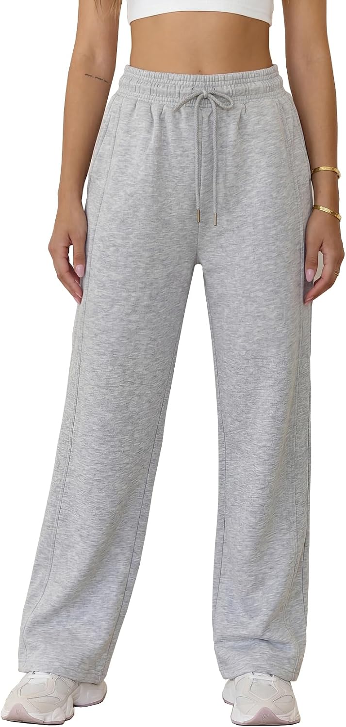 Women's High Waisted Straight Leg Sweatpants Drawstring Comfy Athletic Workout Pants
