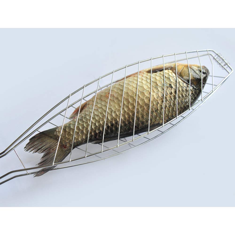 Cesta para Parrilla de Pescado, Accesorios para Parrilla, Clip para Barbacoa Mango de Madera Clip de Red para Barbacoa de Pescado Individual Clip para Pescado a la Parrilla al Aire Libre Herramienta