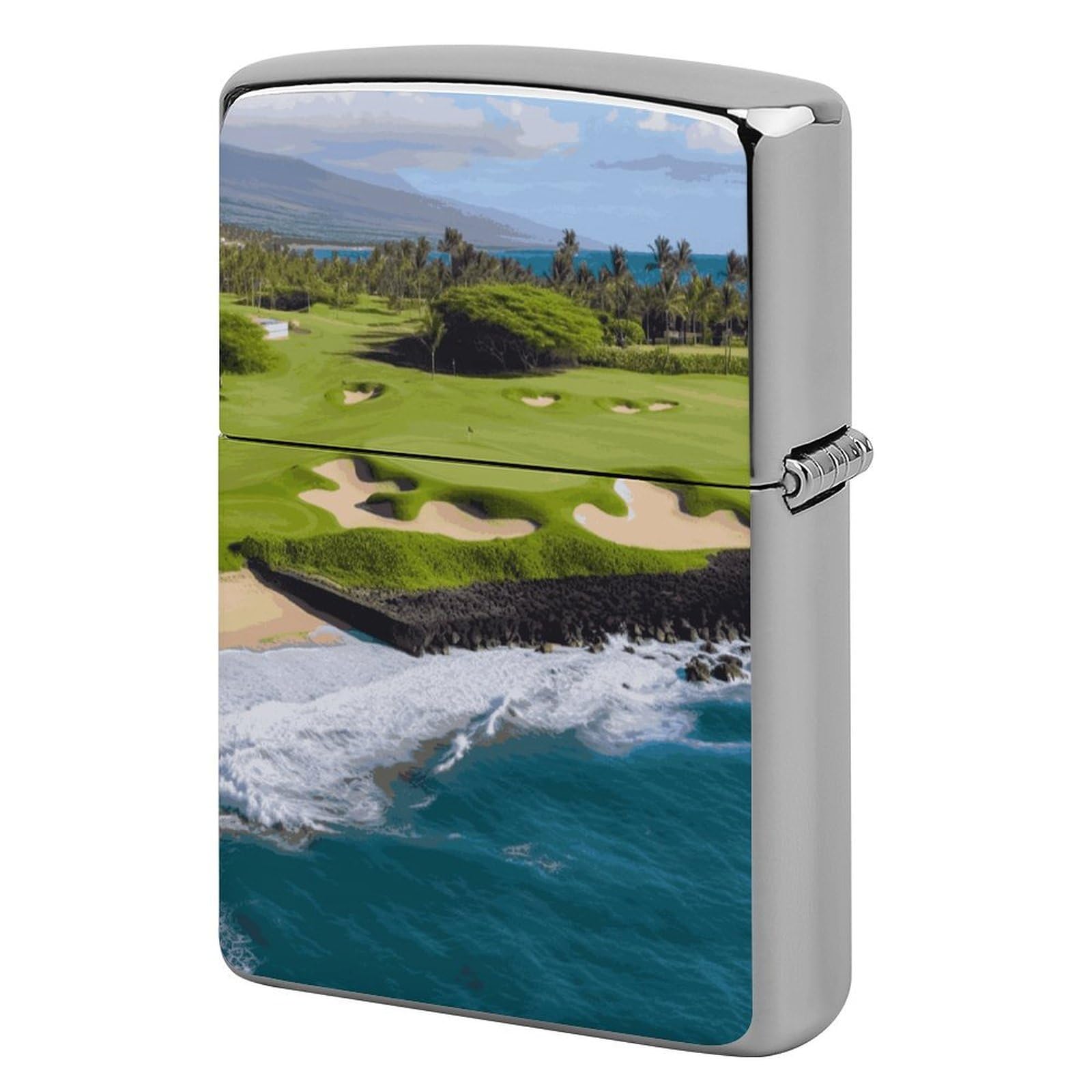 Btcowzrv Style Hawaii Beach Golf Course Metal Lighter Case Sleeve Cover Holder