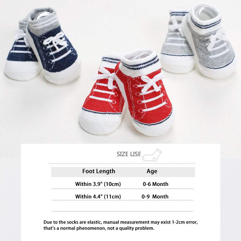 Rutschfeste Knöchelsocken für Neugeborene, Jungen, Mädchen, 6 Paar, Bunt, 6 Paar, 0-12 Months