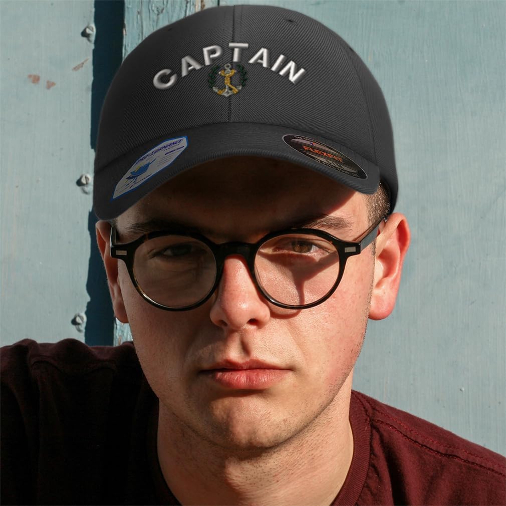 カスタムフレックスフィットキャップ メンズ &amp; レディース 刺繍 キャプテン アンカー セーリング 刺繍 フレックスフィット