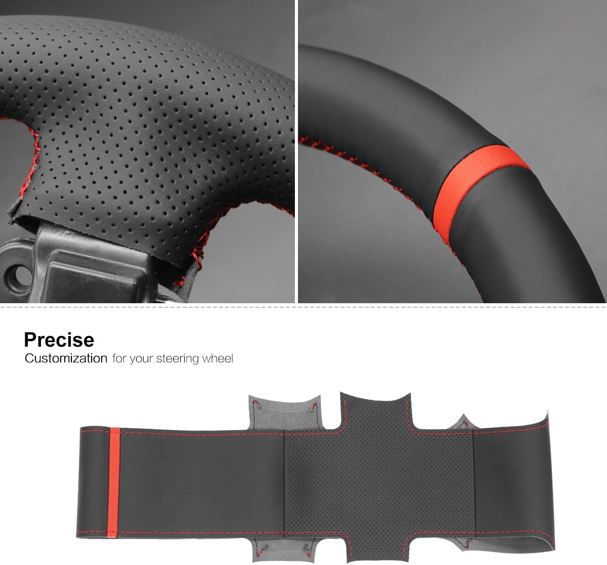 MEWANT Steering Wheel Covers for Toyota Prius VI (XW60) / Prius Prime / bZ4X / Subaru Solterra 2023-2024 Hand-Stitched Car Steering Wrap