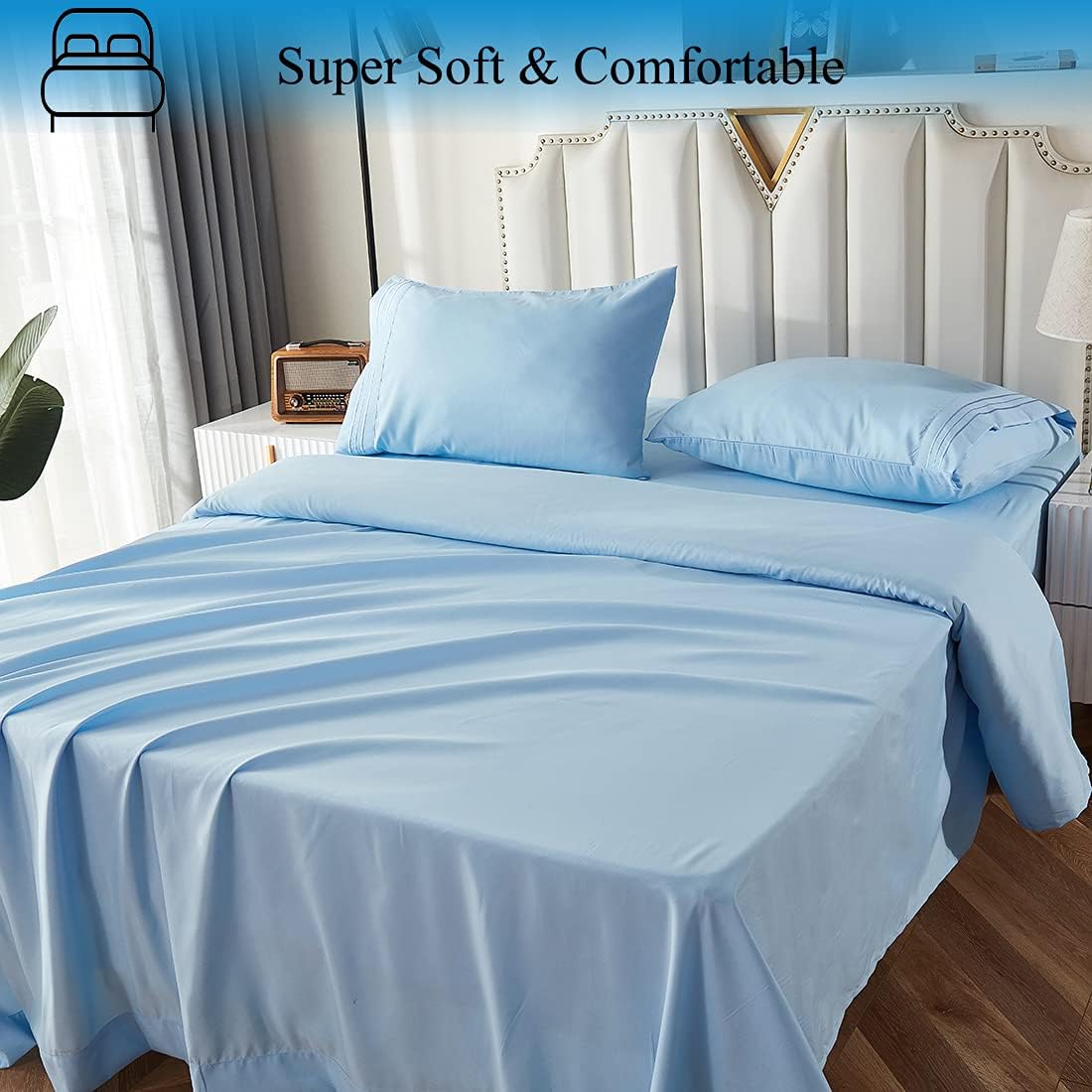 tuphen-Bed Sheet Sets-4 Pieces 1800 Ultra Soft Double Brushed Microfiber Material, Wrinkle, Fade, Stain Resistant, Deep Pockets - Easy Fit
