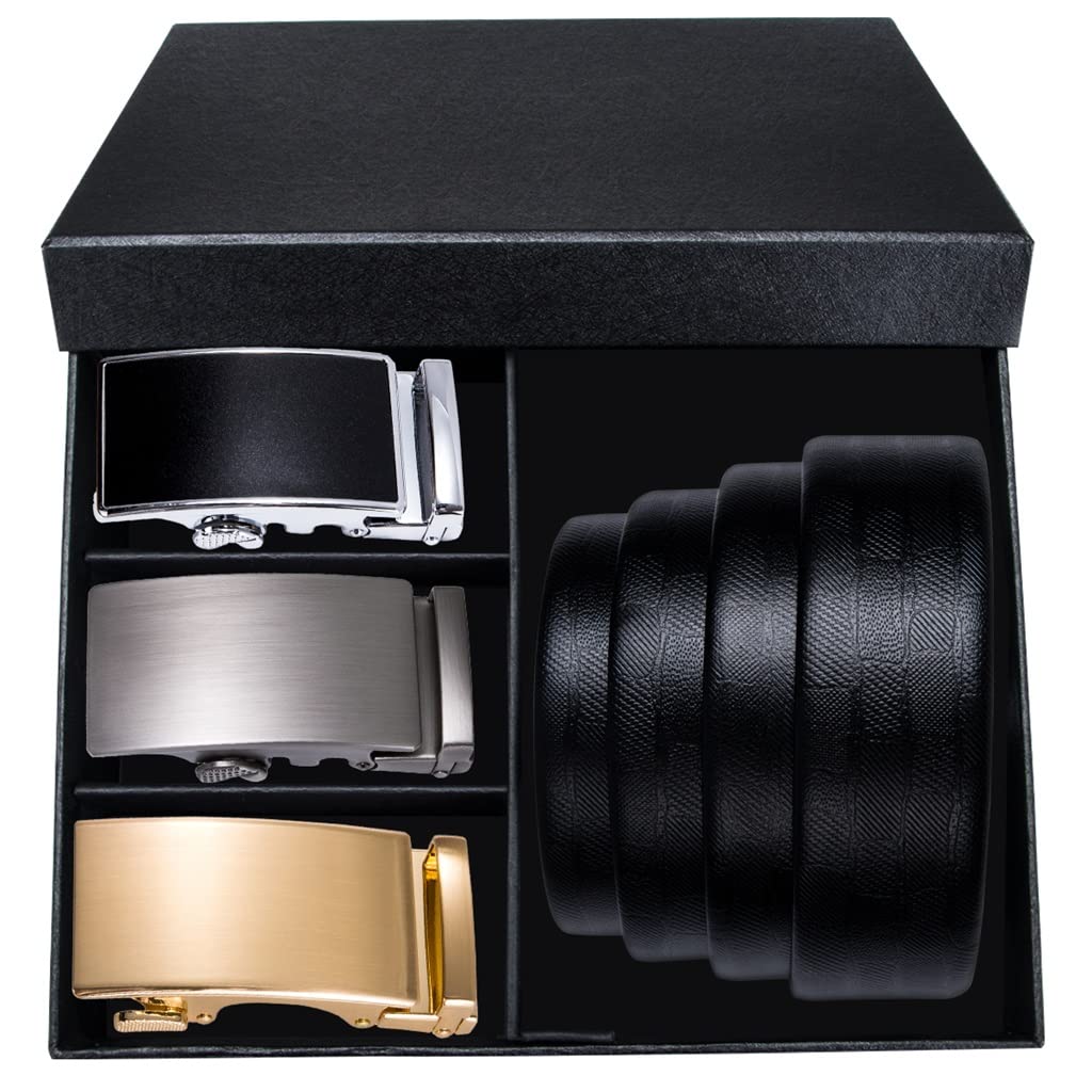 Ceinture en cuir pour homme haut de gamme avec boucles interchangeables or et argent