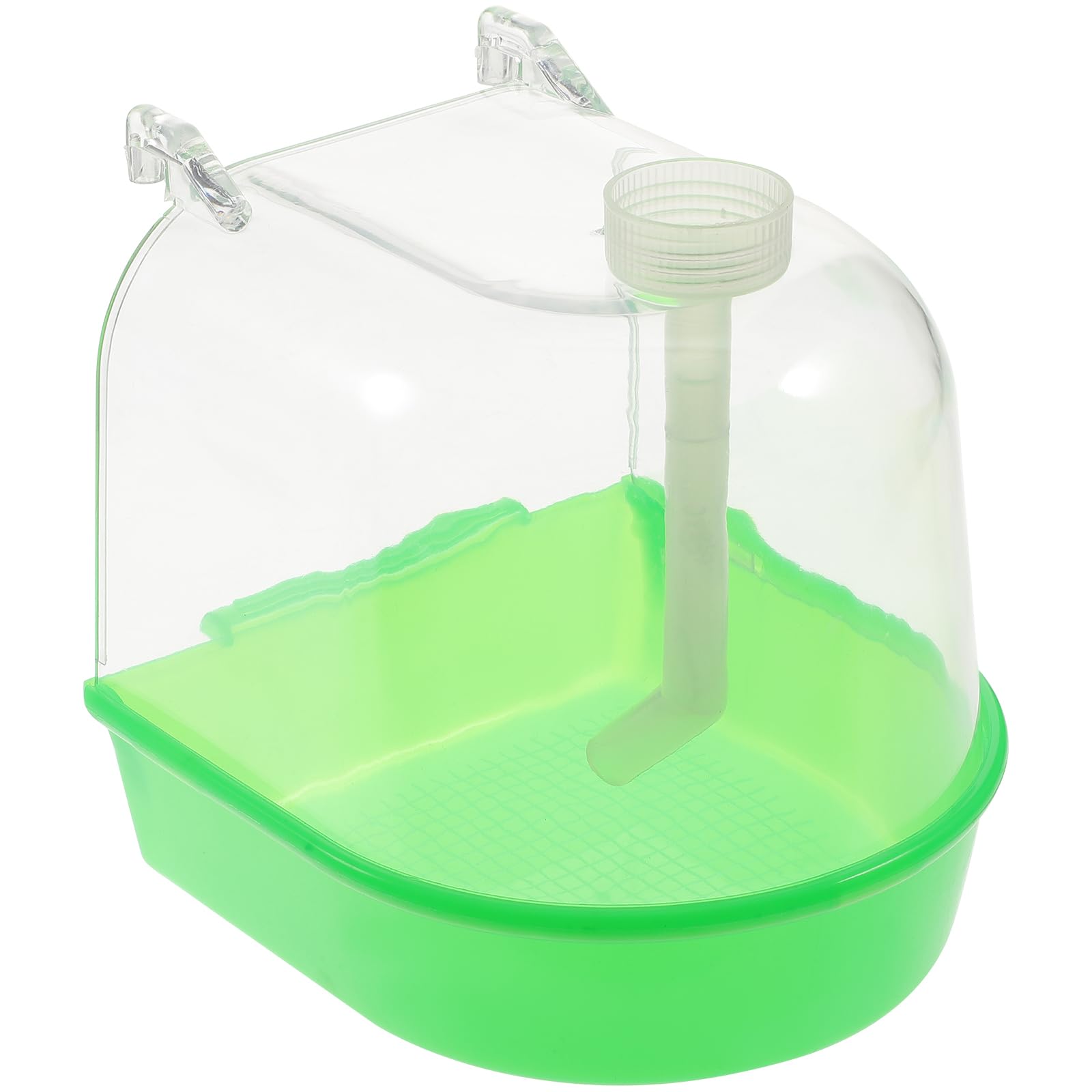 POPETPOP Bird Bath Cage with Hanging Hooks for Small Birds and Parakeets Plastic Bath Tub for Cage Suitable for Cockatiel Lovebird Canary 4.72X5.90X5.51 Inches