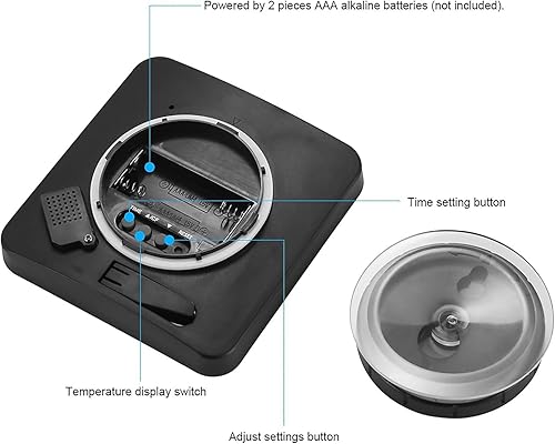 Miniatura 4 de Reloj de ducha impermeable, reloj de pared para baño, campana solar, pantalla digital de temperatura y humedad con ventosa, temporizador de pantalla