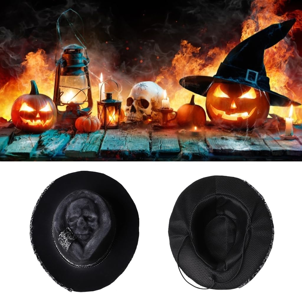 Cowboy Hat, Halloween Skull Cowboy Hat Spooky and Stylish Headwear for Masquerade Fashionable and Eye-catching Accessory