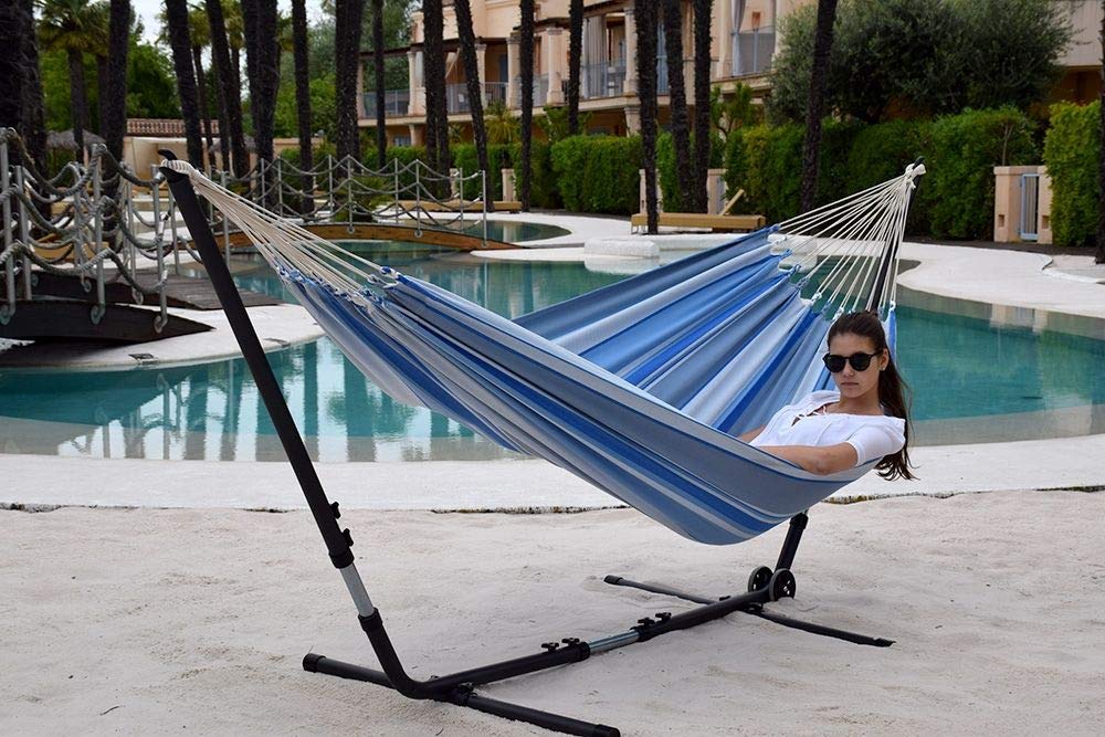Universal anthrazit Hängematten-Metallgestell bis 370 cm mit Lola Hängematte XL Jamaica Marine Double