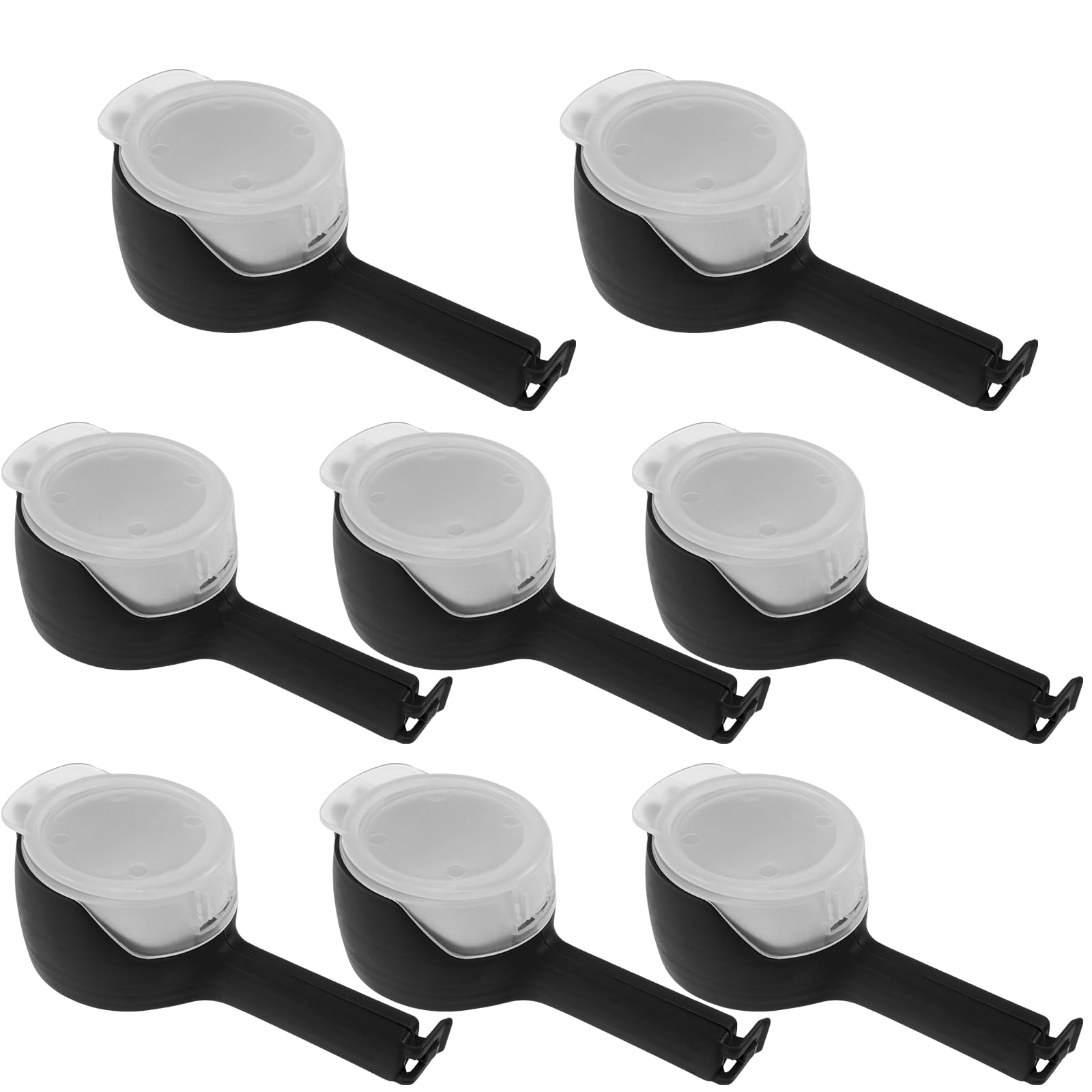 8 Pcs Food Bag Clips for Food Storage,Bag Sealing Clips with Pour Spouts & Handle,Reusable Plastic Snack Clip for Home Kitchen Flour Snack Oatmeal(Black-8PCS)