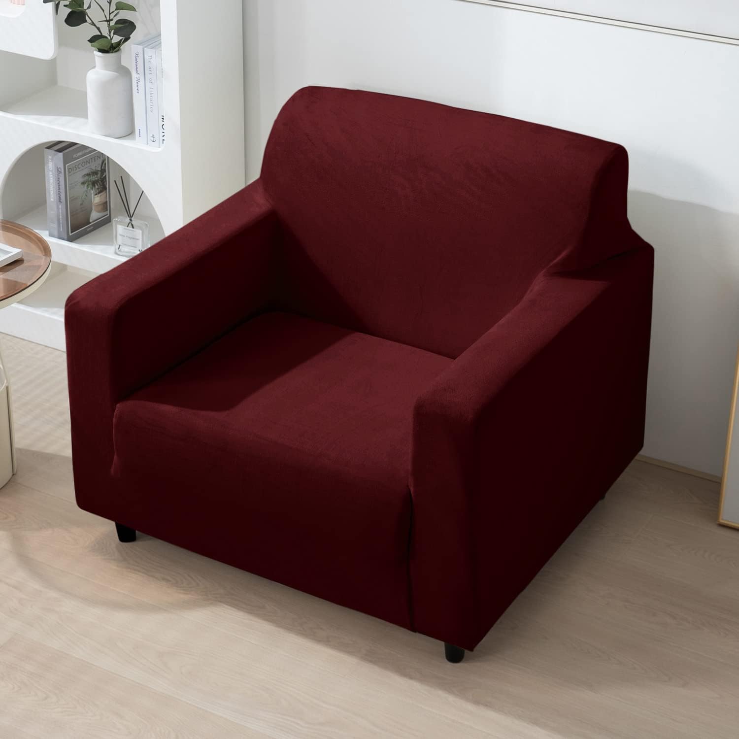 Burgundy Velvet Sofa Cover - 3 Seater -25