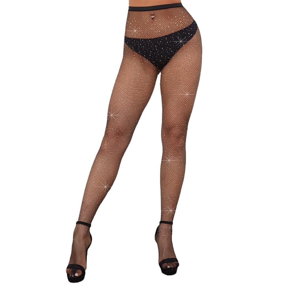Collant Ballo Rete Professionale Con Soletta Antiscivolo E Crystal Strass All Over