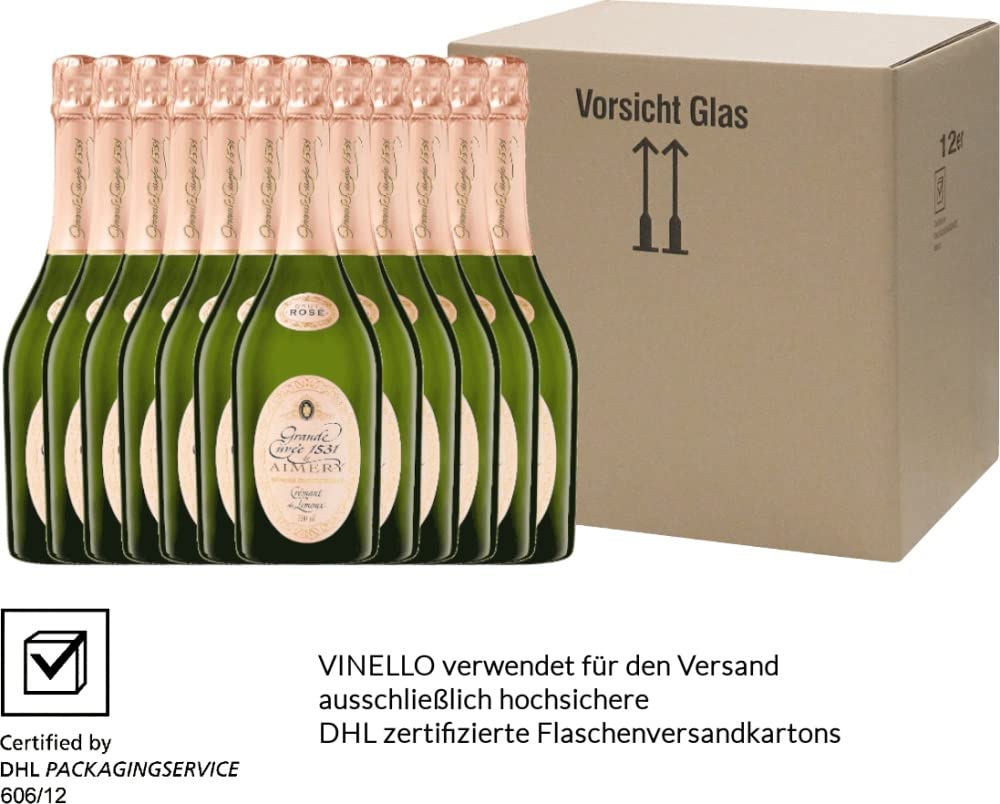 Aimery Grande Cuvée 1531 Rosé Crémant Brut von Sieur d'Arques - Schaumwein 12 x 0,75l VINELLO - 12er - Weinpaket inkl. kostenlosem VINELLO.weinausgießer