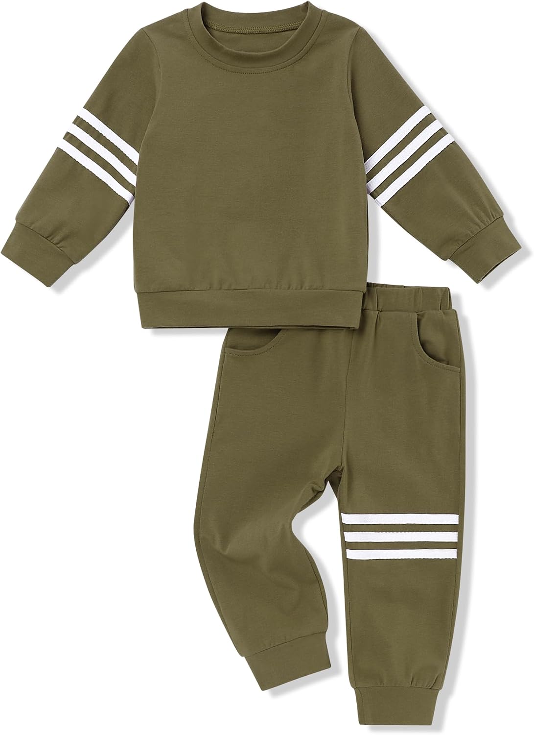 oklady Toddler Boy Clothes Stripe Long Sleeve T-Shirt Tops Sweatsuit Pants Sets Fall Winter Baby Boy Clothes