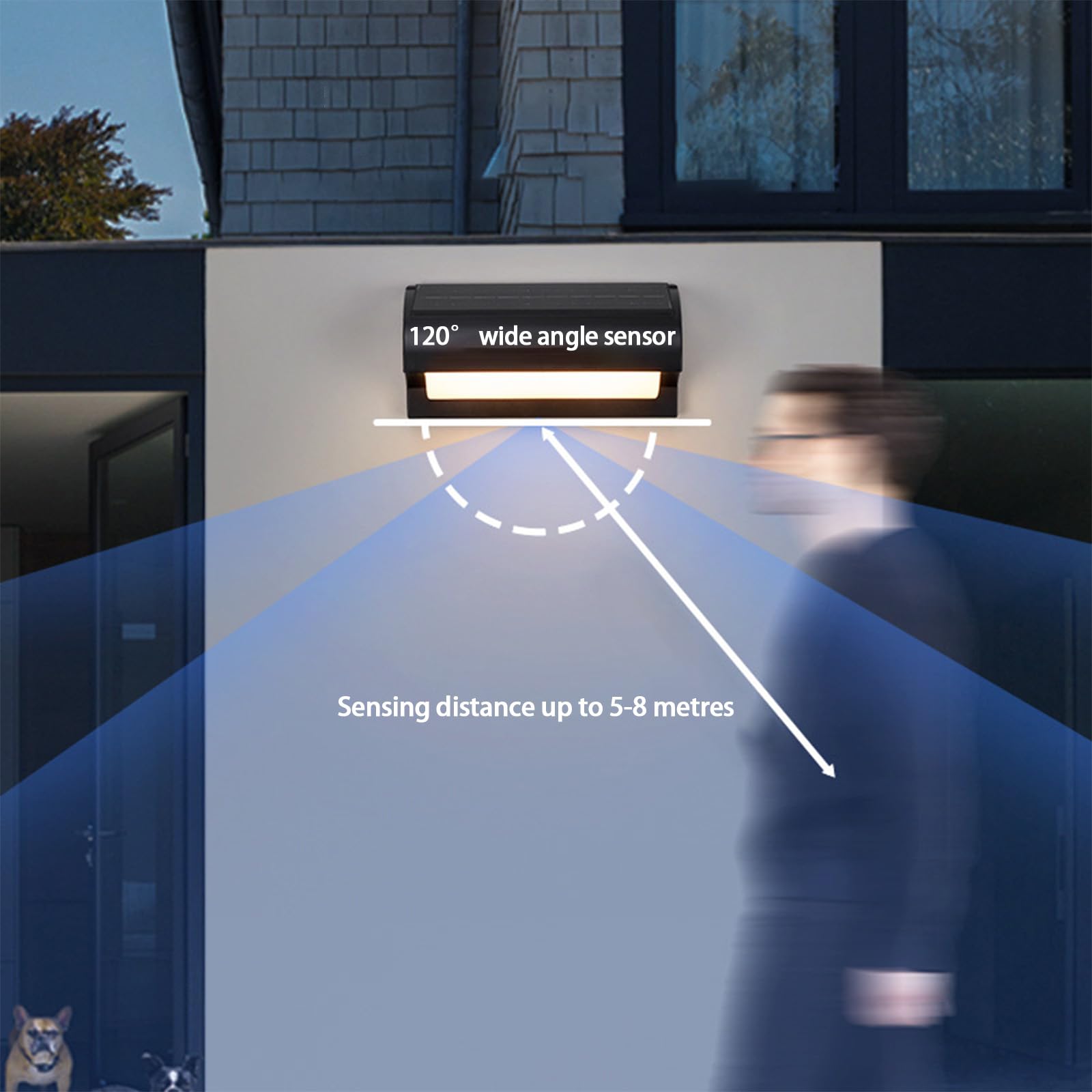 Applique da Parete Moderna a LED per Esterni con sensore di Movimento, Applique da Parete con Telecomando, Lampada da Parete dimmerabile IP65 Impermeabile, in Acrilico, Ricaricabile a energia sol