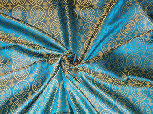 Gilet en brocart de soie bleu et vert citron 111 cm pour vos soirées