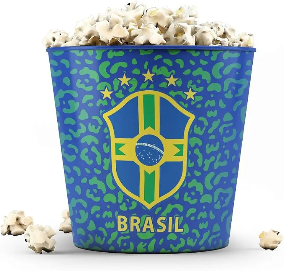 Balde de Pipoca 3,5 litros - Brasil Hexa Azul e Verde Copa do Mundo
