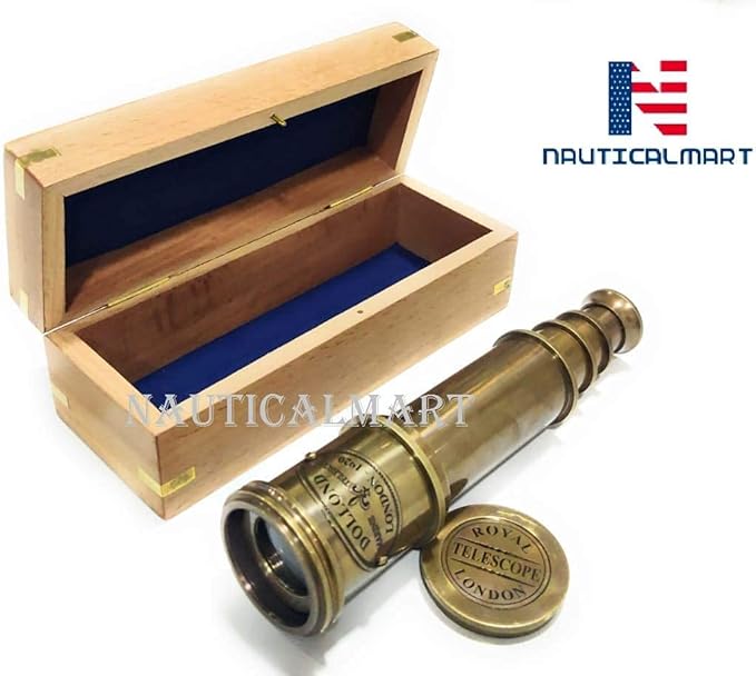Telescopio de Latón Pirata, Monocular Plegable con Óptica de Vidrio miniatura 9