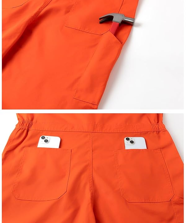 KTWOLEN Mens Workwear Coveralls Work Mechanic Jumpsuits Long Sleeve Coverall Work Wear Multi Pockets, Orange Plain, S by KTWOLEN - Used condition - Image 5