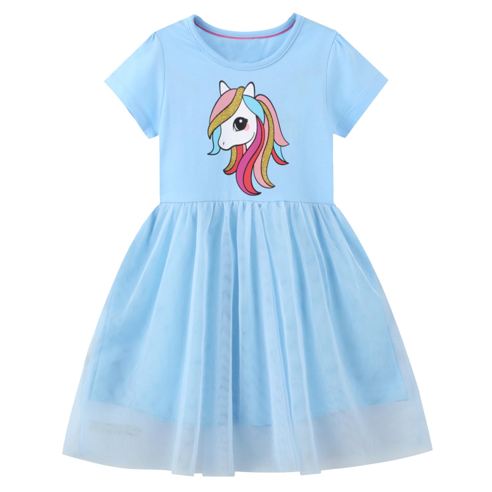 Codkkre Vestidos de niña Vestido Unicornio Princesa Tul Fiesta de Verano Vestido Festivo 2-7 años