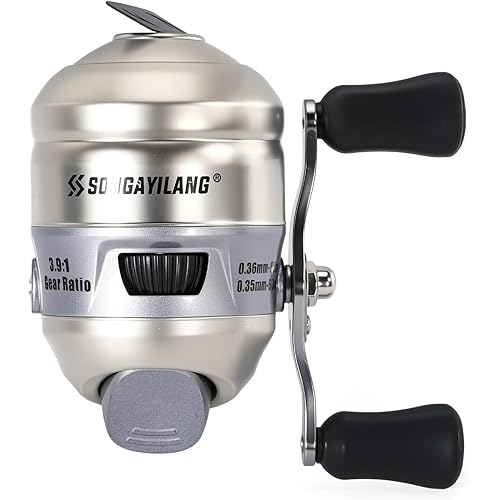 Sougayilang Spincast Fishing Reel, Size 30 Reel, Right or Left-Hand Retrieve, 3.9:1 Gear Ratio, Pre-spooled with Mono Fishing Line