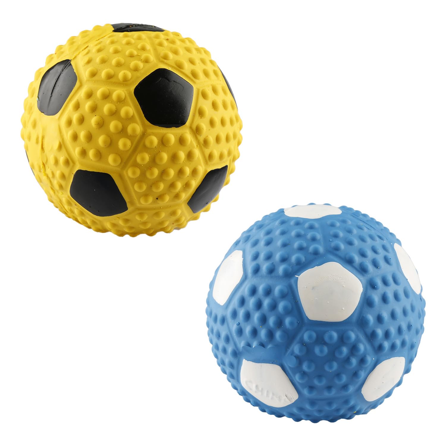 wellrun 2 Pcs Pet Latex Squeaky Rugby Balls,Interactive Chew Toys for Small Dogs & Puppies,Rubber Footballs for Fetch,Play,Teeth Cleaning