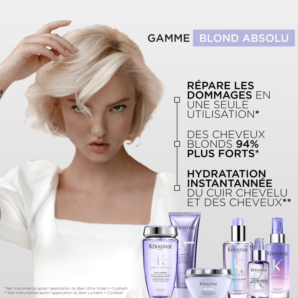 KERASTASE Blond Absolu Fondant Fortifiant Profond Cicaflash Après-Shampoing Réparateur Anti-Casse Cheveux Blonds Décolorés Méchés 250 ml