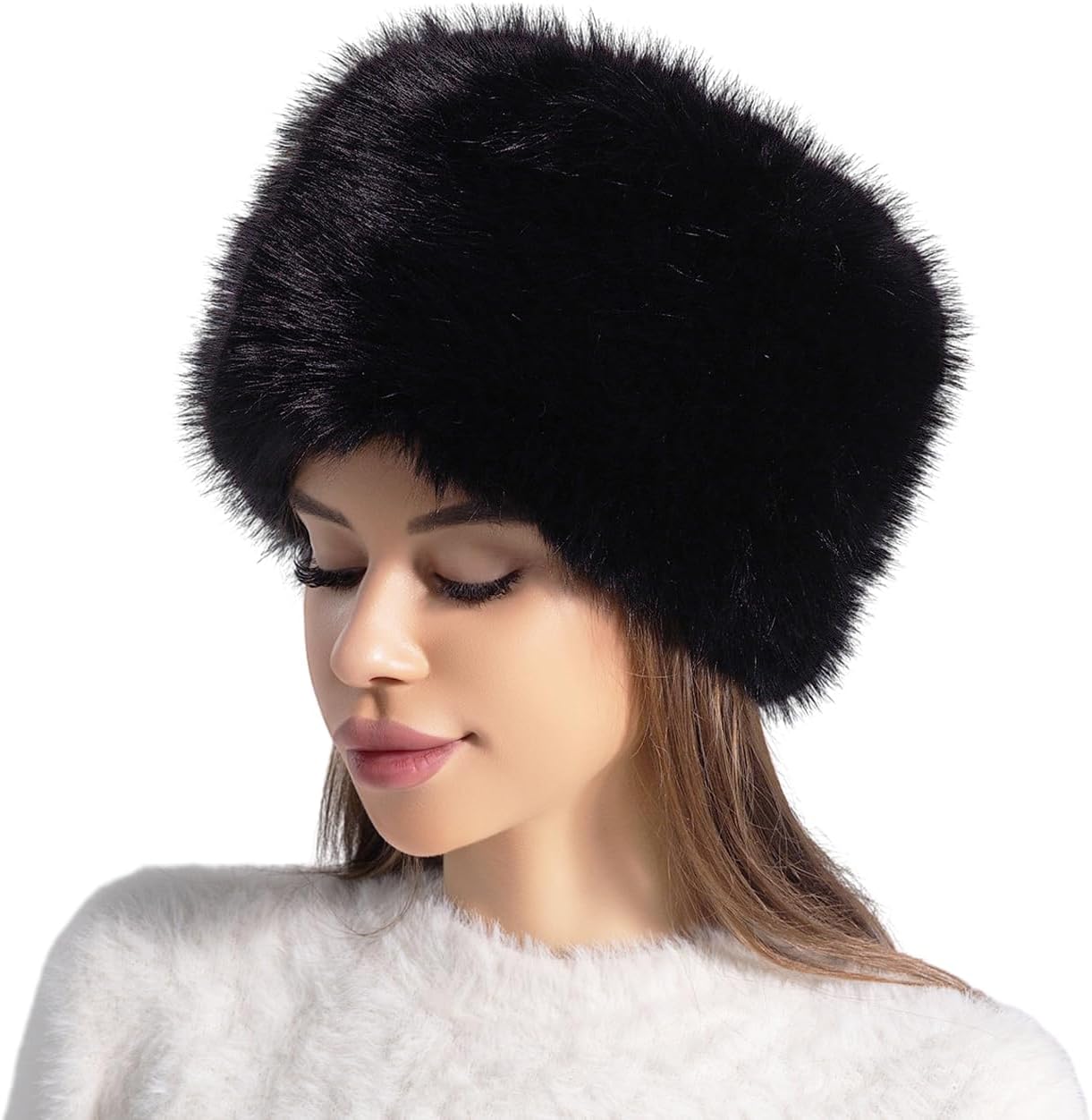 PENINSULA LOVE Women Faux Fur Russian Cossack Hat Soft Warm Ushanka Cap Winter Earflap Trapper Hat