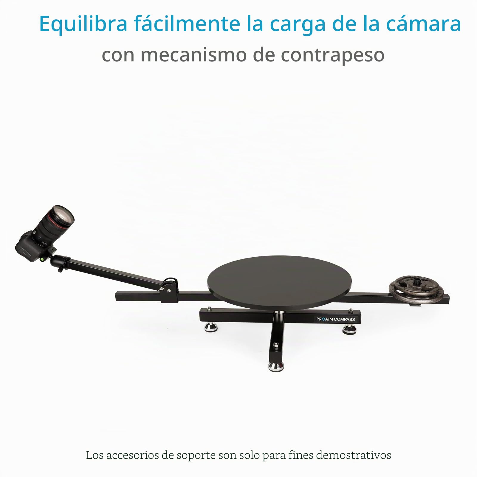 Proaim Plataforma giratoria para cámara Compass para cabinas Fotos y vídeo | Plataforma giratoria de 360°, soporta hasta 150 kg para smartphones, cámaras DSLR y creación de contenido.