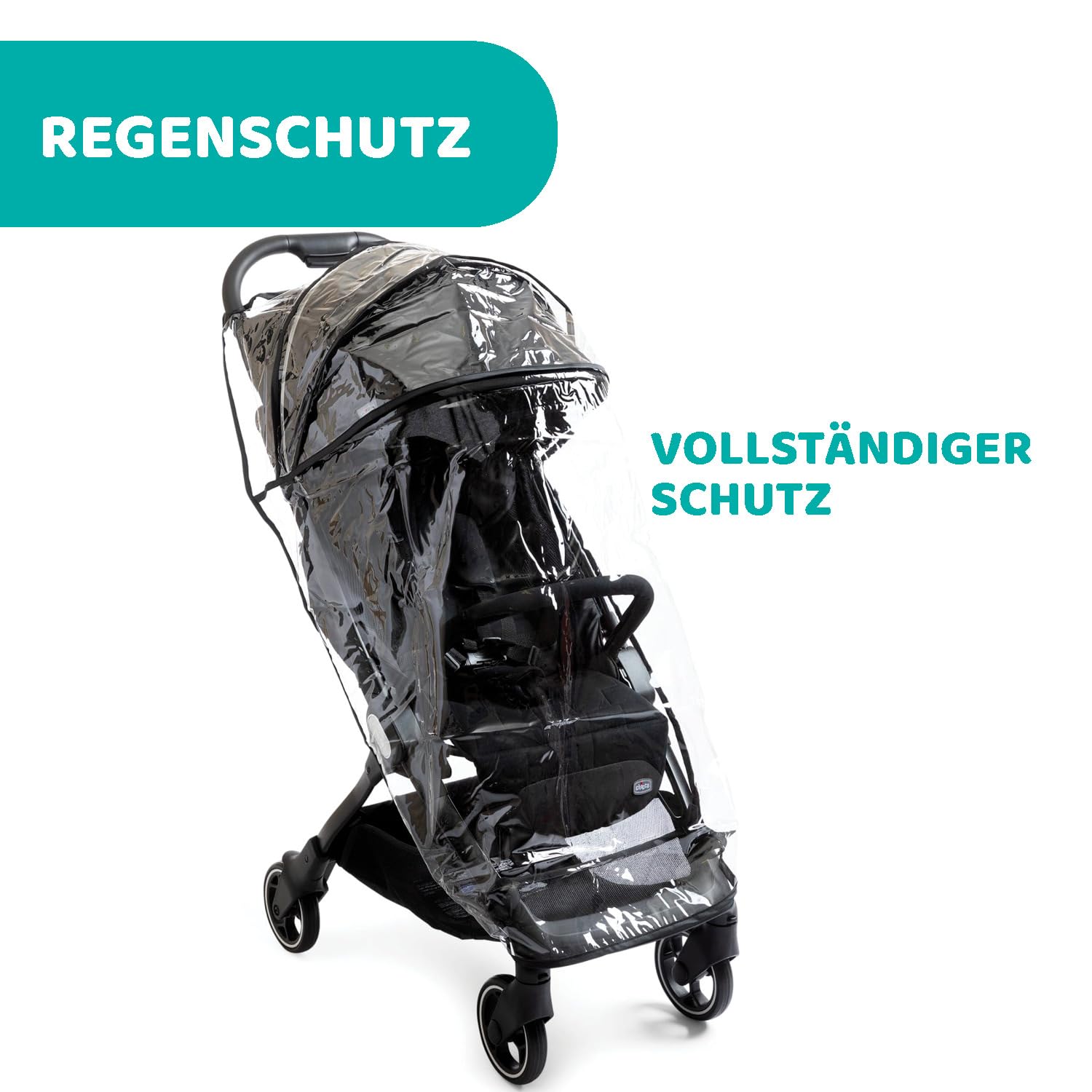 Chicco We Kinderwagen, faltbar, ultraleicht, ab Geburt bis 22 kg, Reise-Kinderwagen, ultra-kompakter, neigbar, EinHand-Verschluss, gepolsterte Schultergurte, Tasche und Regenschutz, Schwarz