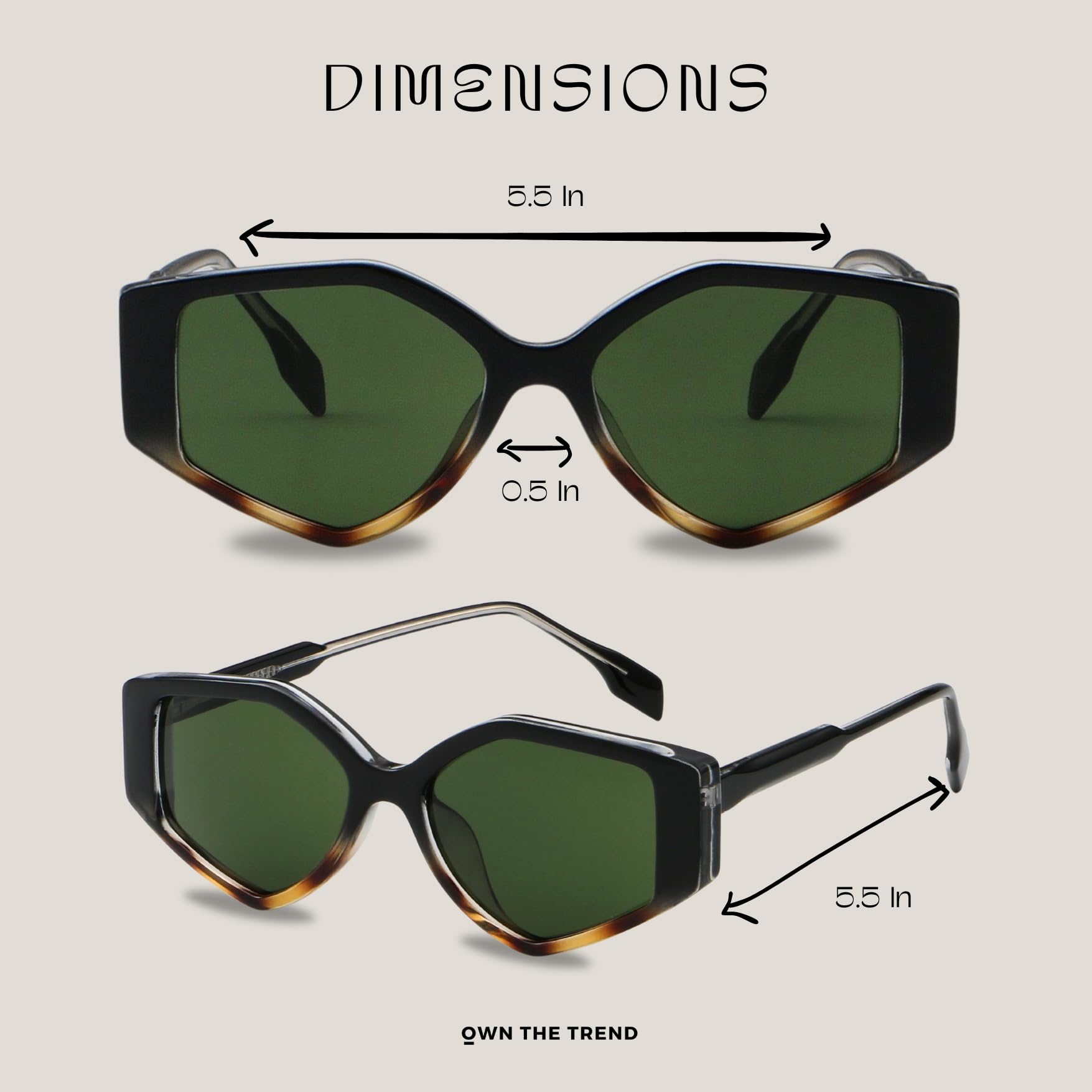 OWN THE TREND Trendy Sunglasses for Women - Sunglasses Womens with UV protection - Vintage Retro Oval Y2K Fashion Sun Glasses