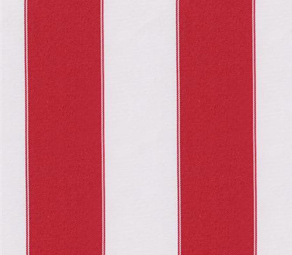 Indoor/Outdoor Waterproof Fabric Bordered Deck Stripe RED White / 60 Wide / ...