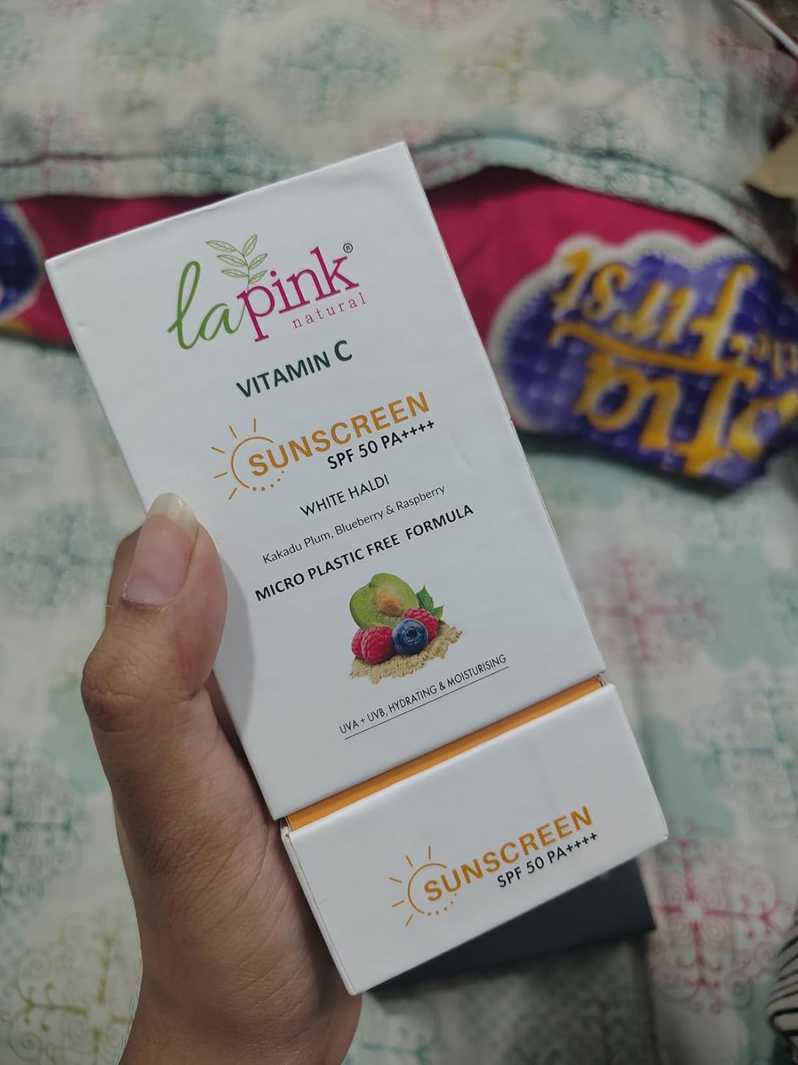 La Pink Vitamin C Sunscreen For Men and Women | SPF 50 PA++++ UVA + UVB, Hydration & Moisturization 100% Microplastic Free Formulation | Non Greasy | Zero White Cast | 50gm